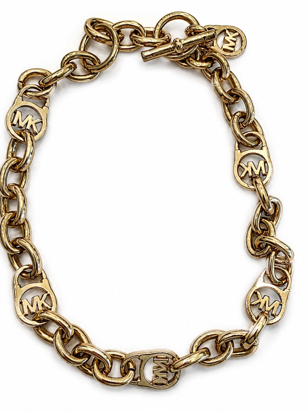 Michael Kors Gold Tone MK Link Necklace
